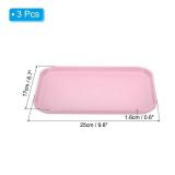 Plastic Fast Food Serving Tray, 3 Pcs 9.8 x 6.7" Reusable Rectangular Cafeteria Serving Platter for Party Kitchen Restaurant, Pink - Retail: $13"