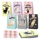 24 Pcs Cat Goodie Bags Cat Party Favor Cute Kitten Gifts Candy Treat Bags with Stickers for Kids Birthday Kitty Themed Party Decorations Supplies for Pet Adoption - Retail: $12
