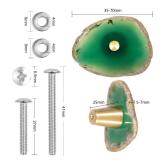 Pack of 4 Agate Stone Cabinet Knobs with Screws, Irregular-Shaped Agate Slices Brass Pull Handle Knobs Set for Closet Drawer Dresser Cupboard, Green - Retail: $41