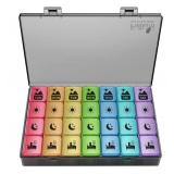 Extra Large Weekly Pill Organizer 4 Times a Day, XXL Large Pill Box, 7 Day Medicine Organizer, Black Pill case for Vitamin/Fish Oil/Supplements - Retail: $23