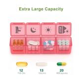 Extra Large Weekly Pill Organizer 4 Times a Day, XXL Large Pill Box, 7 Day Medicine Organizer, Black Pill case for Vitamin/Fish Oil/Supplements - Retail: $23