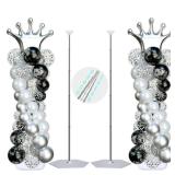Balloon Arch Stand, Balloon Arch Kit of 2, 7 Feet Height Adjustable Metal Balloon Column Stand for Party Decorations Wedding Birthday, Graduation Party Decoration, Baby Shower, Silver - Retail: $15