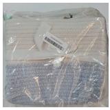 Cotton Rope Woven Basket with Handles for Shelfï¼Toy, Book, Cloth Storage Basket for Organizing-13.5X11"X9.5" Storage Bin for Living Room, Newborn or Infant Gift for boy girl ï¼White/blueï¼�