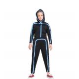 Light Up Stick Figure Costume Kids, Led Stick Man Costumes Child Boys Girls, Halloween Glow in Dark Stickman Cosplay Youth(Ice Blue, 56) - Retail: $34