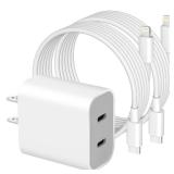 iPhone Super Fast Charger, Dual Port USB C Charger, iPhone Charger Fast Charging Block, Quick Apple USB C Wall Adapter Plug,2Pack Type C Lightning Cable For iPhone 14/13/12/11/ProMax/MiNi/XR/SE/8 Plus