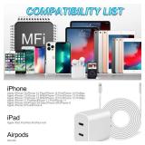 iPhone Super Fast Charger, Dual Port USB C Charger, iPhone Charger Fast Charging Block, Quick Apple USB C Wall Adapter Plug,2Pack Type C Lightning Cable For iPhone 14/13/12/11/ProMax/MiNi/XR/SE/8 Plus