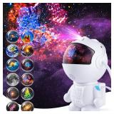 Astronaut Galaxy Projector, Star Projector with 12 Space Films, Galaxy Projector for Bedroom with Timer and 360°Rotating Magnetic Head, Planetarium projectors is Suitable for Kids and Adults (White) 
