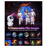 Astronaut Galaxy Projector, Star Projector with 12 Space Films, Galaxy Projector for Bedroom with Timer and 360°Rotating Magnetic Head, Planetarium projectors is Suitable for Kids and Adults (White) 