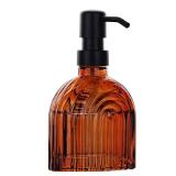 Glass Soap Dispenser for Kitchen and Bathroom Countertop Wash Hand Liquid, Dish Detergent, Farmhouse Style Shampoo Lotion Pump (1, Brown Glass with Black, 4 x 2"x 6-5/8") - Retail: $14"