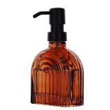 Glass Soap Dispenser for Kitchen and Bathroom Countertop Wash Hand Liquid, Dish Detergent, Farmhouse Style Shampoo Lotion Pump (1, Brown Glass with Black, 4 x 2"x 6-5/8") - Retail: $14"