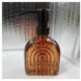 Glass Soap Dispenser for Kitchen and Bathroom Countertop Wash Hand Liquid, Dish Detergent, Farmhouse Style Shampoo Lotion Pump (1, Brown Glass with Black, 4 x 2"x 6-5/8") - Retail: $14"