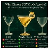 Unbreakable Acrylic Plastic Martini Glasses (Set of 4, 10 oz) with Elegant Gift Bag, Shatterproof Reusable Cocktail Glasses Cups, BPA-Free Clear Outdoor Drinkware for Party, Poolside, Bar - Retail: $2