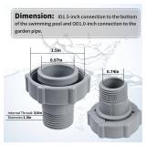 Swimming Pool Drain Fitting Connects Fit for Coleman Pools,ID1.5-inch Connect To The Bottom Of The Pool, OD1.0-inch.Internal Thread 3/4-inch Connect To The Garden Pipe - Retail: $7