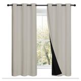 100% Blackout Window Curtain Panels, Full Light Blocking Drapes with Black Liner for Nursery, 72-inch Drop Thermal Insulated Draperies (Natural, 2 Pieces, 42-inch Wide Per Panel) - Retail: $41