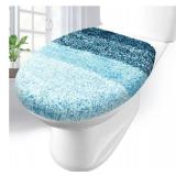 Soft Microfiber Bathroom Toilet Lid Cover, Machine Washable Seat Covers, 17.5 x 15, Stays in Place Rubber Backing, Fits Most Round, Elongated and Oblong Lids, Accessories Decor, Peacock Blue - Retail: