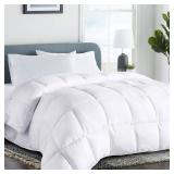 Quilted Twin/Twin XL Size Comforter - All-Season Down Alternative Duvet Insert - Luxury Hotel Winter Warm White Comforter with Anti-Clump Tech & 8 Tabs - Reversible 64"x88" - Retail: $40
