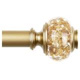 Curtain Rods 32 to 58 Inches (2.6-4.8ft), USFOOK 7/8 Inch Telescoping Splicing Drapery Rods for Windows 20 to 54 Inch, Decorative Curtain Rod for Home Decor with Luxury Gold Translucent Finials - Reta