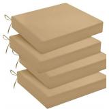 downluxe Outdoor Chair Cushions Set of 4 for Patio Furniture, Water-Resistant Square Corner Patio Chair Cushions with Ties, High Density Foam Outdoor Seat Cushion, 18.5" X 16" X 3", Khaki