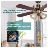 42 Inch Indoor Ceiling Fan with Pull-Chain and Three LED Light Bulbs Base, Traditional 3-Speeds Reversible Blades Ceiling Fan (Antique)