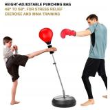 Reflex Punching Bag with Stand - Adjustable Height for Adults & Teens - Includes Boxing Gloves & Speed Bag - Sturdy Base for Fitness, Stress Relief & Home Training