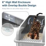 Enclosed Stainless Steel Cat Litter Box with Lid Extra Large Litter Box for Big Cats XL Metal Litter Pan Tray with High Wall Sides Enclosure, Non-Sticky, Anti-Leakage, Easy Cleaning