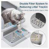 Enclosed Stainless Steel Cat Litter Box with Lid Extra Large Litter Box for Big Cats XL Metal Litter Pan Tray with High Wall Sides Enclosure, Non-Sticky, Anti-Leakage, Easy Cleaning