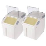 EonTone Flour Storage Container 25 lb (25 Liters) with Wheels Seal Locking Lid PP (Pack-2)