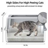 Stainless Steel Cat Litter Box with Lid,XL,19.7 L x 13.8 W x 11.8 H Deep,Large Metal Litter Box with High Side,for Small and Large Cats,Anti-Leakage Non-Sticky Easy Cleaning Include Litter Scoop