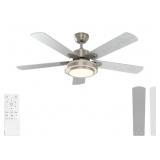 Retails for $207! warmiplanet Ceiling Fans with Lights and Remote Control, 52 Inch, 6 Speeds Reversible DC Motor, 3 Color Dimmable Light, Timer, Noiseless, Brushed Nickel, 5 Blades