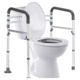 Toilet Safety Rails, Adjustable Toilet Frame for Elderly, Seniors, Handicap & Disabled, Foldable Handicap Toilet Handles Fit Any Toilets (300 LB)