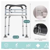 Toilet Safety Rails, Adjustable Toilet Frame for Elderly, Seniors, Handicap & Disabled, Foldable Handicap Toilet Handles Fit Any Toilets (300 LB)