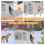 Large Indestructible Heated Cat House for Outside Winter, Weatherproof & Elevated, Escape Door, Insulated Cat House, Outdoor Feral Cats Shelter with Heater for Stray Cats Kitty 21.6 16.9 17.5