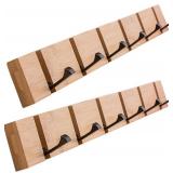 4 Pack Wooden Wall Mounted Folding Rack, Modern Wall Floating Coat Hook Rack Space White 6 Hooks