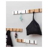 4 Pack Wooden Wall Mounted Folding Rack, Modern Wall Floating Coat Hook Rack Space White 6 Hooks