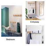 4 Pack Wooden Wall Mounted Folding Rack, Modern Wall Floating Coat Hook Rack Space White 6 Hooks