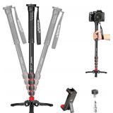 Manbily Extendable Camera Aluminum Monopod with Feet,Portable Travel Monopod with Removable Tripod Stand Base for DSLR Canon Nikon Sony Video Camcorder,5 Sections up to 67-in,Max Load 15.5 Lbs A-222