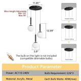 Retails for $149! Modern White Glass Chandelier Cluster Pendants Lights for Kitchen Island Mid Century Globe Hanging Lighting Fixture Living Room Dining Room Bedroom E26 Bulbs Black