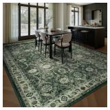 Retails for $110! 9x12 Area Rug, Soft Non Slip Low Pile Washable Rug, Boho Modern Large Rug for Living Room, Bedroom, Dining Room, Beige