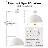 Retails for $170! White Pendant Lights Kitchen Island, 16 Inch White Dome Pendant Light, Modern Farmhouse Pendant Light for Kitchen Island, Dining Room, Cafe, Bar, 2 Pack