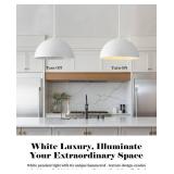 Retails for $170! White Pendant Lights Kitchen Island, 16 Inch White Dome Pendant Light, Modern Farmhouse Pendant Light for Kitchen Island, Dining Room, Cafe, Bar, 2 Pack
