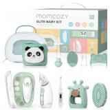 Momcozy Elite Baby Kit, Superior Baby Shower & Registry Essential Kit for Grooming & Health & Cleansing Care, Electric Nail File & Nasal Aspirator,Tummy Wrap,Thermometer,Bath Brush,Teether,Storage Bag