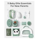 Momcozy Elite Baby Kit, Superior Baby Shower & Registry Essential Kit for Grooming & Health & Cleansing Care, Electric Nail File & Nasal Aspirator,Tummy Wrap,Thermometer,Bath Brush,Teether,Storage Bag