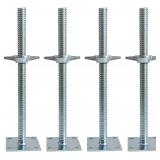 4 Pack Adjustable Leveling Jack Solid Screw Jacks with Base Plate for Baker-Style Scaffolding, Silver