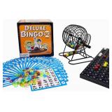 Regal Bingo Deluxe Game Set for Adults and Kids - Includes 8 Inch Wheel Cage, 75 Balls, Master Board, 50 Cards and Colorful Chips - Fun Family Game Night