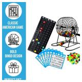 Regal Bingo Deluxe Game Set for Adults and Kids - Includes 8 Inch Wheel Cage, 75 Balls, Master Board, 50 Cards and Colorful Chips - Fun Family Game Night