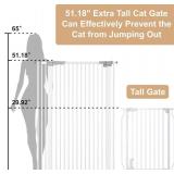 Retails for $105! 51.18" Extra Tall Cat Gate for Doorway, 30.5"-40" Auto Close Pet Gate Include 2.75" and 5.5" Extension Kits, No Drilling Pressure Mount Kit, Suitable for Doorways or Kitchen, New Whi