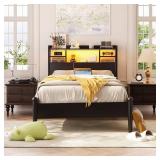 Aheaplus Headboard for Twin Size Bed with Storage, Headboards with LED Light, Power Outlets, USB Ports Twin Size Head Board, Wood headboard Only Sturdy and Stable Headboards, Modern, Black