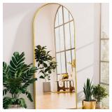 Antok Full Length Mirror, 58"x21" Floor Mirror, Arched Floor Standing Freestanding Arch Full Body Mirrors with Stand for Bedroom, Hanging Mounted for Living Room Cloakroom,Gold