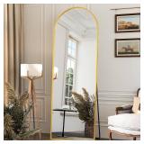 Antok Full Length Mirror, 58"x21" Floor Mirror, Arched Floor Standing Freestanding Arch Full Body Mirrors with Stand for Bedroom, Hanging Mounted for Living Room Cloakroom,Gold
