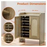 Mericonia Shoe Cabinet Storage for Entryway, Natural Rattan Shoe Storage Cabinet, Wooden Shoe Rack Cabinet, Farmhouse Boho Wood Shoe Organizer Cabinet for Hallway